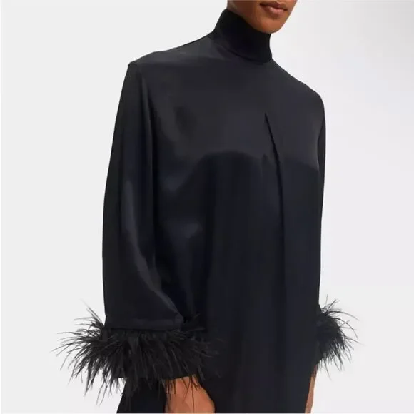 Sleeper Party Shirt Dress with Detachable  Ostrich Feather 100% NWT  $369 - Picture 4 of 11